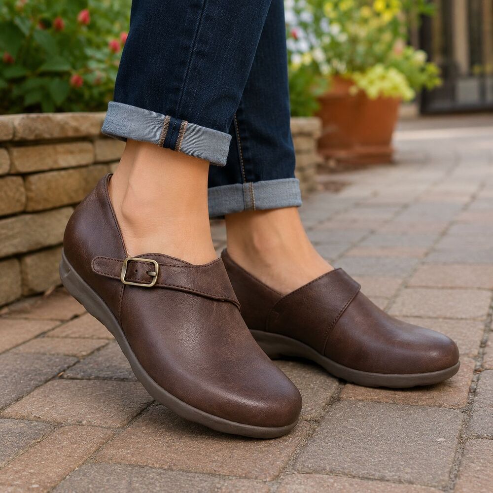 Dansko Shoes Womens Size 8 Brown Leather Mary Jane Wedge Comfort Walking Buckle